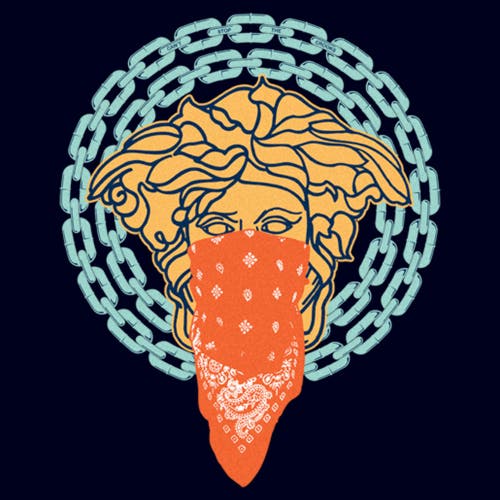 Crooks & Castles Medusa Blue Chains Graphic T-shirt In Navy Blue
