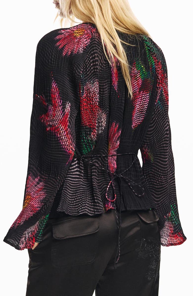 Desigual Long Sleeve Wavy Stripe Top, Alternate, color, Dark Grey