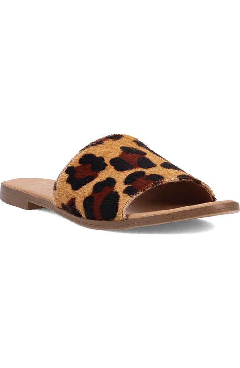 Dingo Tabby Genuine Calf Hair Slide Sandal, Main, color, Leopard