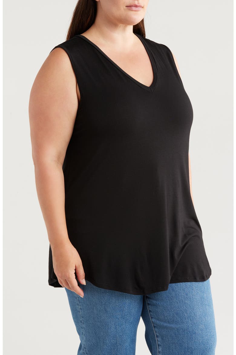 V-Neck Jersey Tank, Alternate, color, BLACK