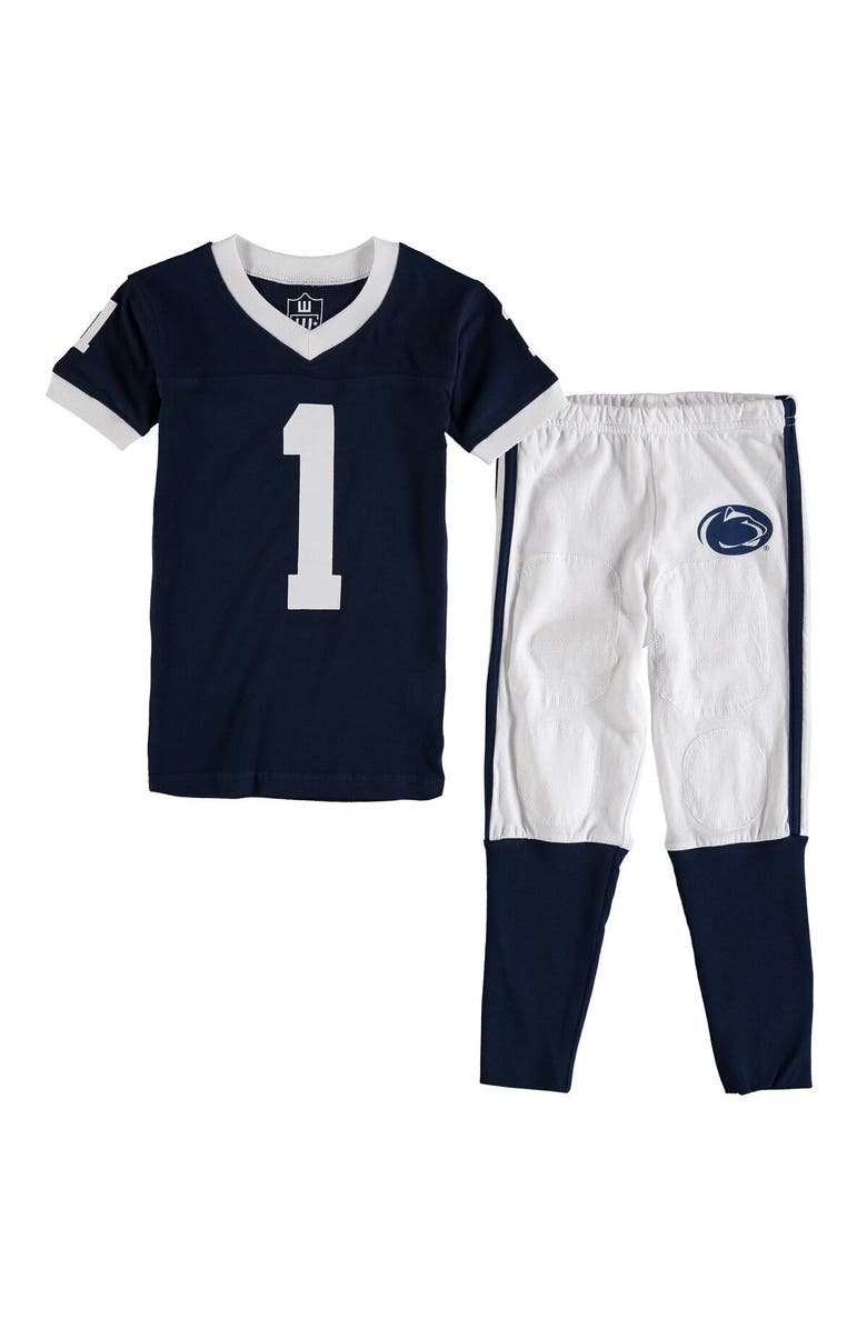 Wes & Willy Preschool Wes & Willy Navy Penn State Nittany Lions Football Pajama Set, Alternate, color, Navy