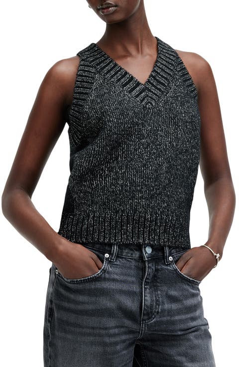 Sabrina Metallic Merino Wool Blend Sweater Tank