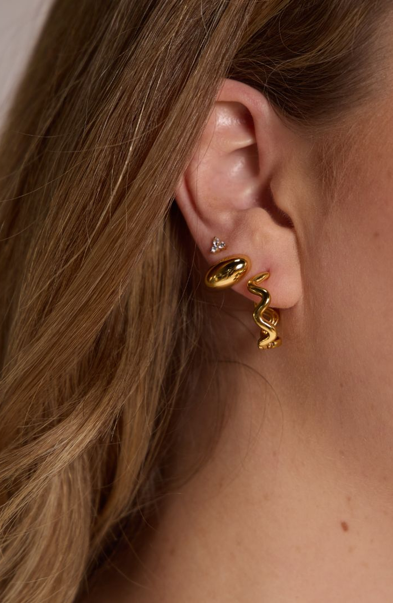 Nickel & Suede Squiggle Hoops, Alternate, color, Gold