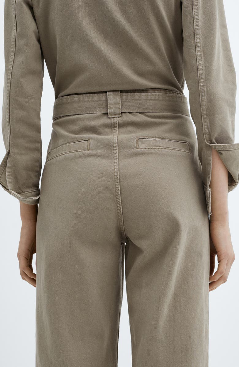 MANGO Belted Long Sleeve Denim Jumpsuit, Alternate, color, 