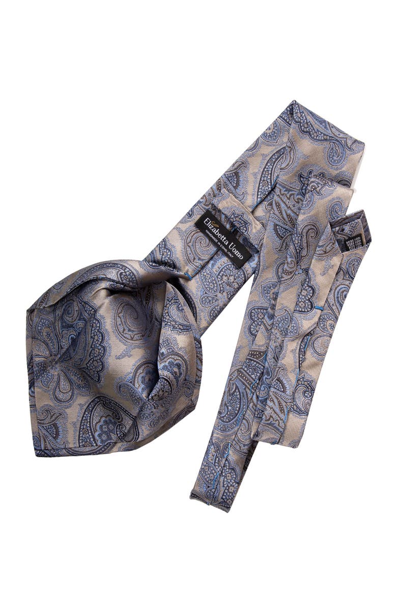 Elizabetta Cortina - Extra Long Silk Jacquard Tie for Men, Alternate, color, Warm Pewter