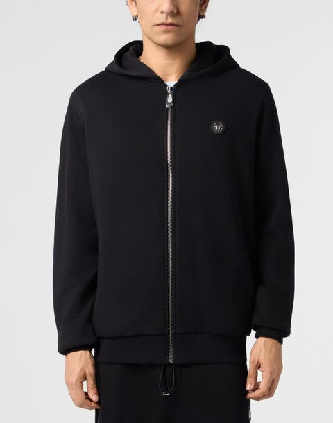 Zip Hoodie Stitching Logo Men