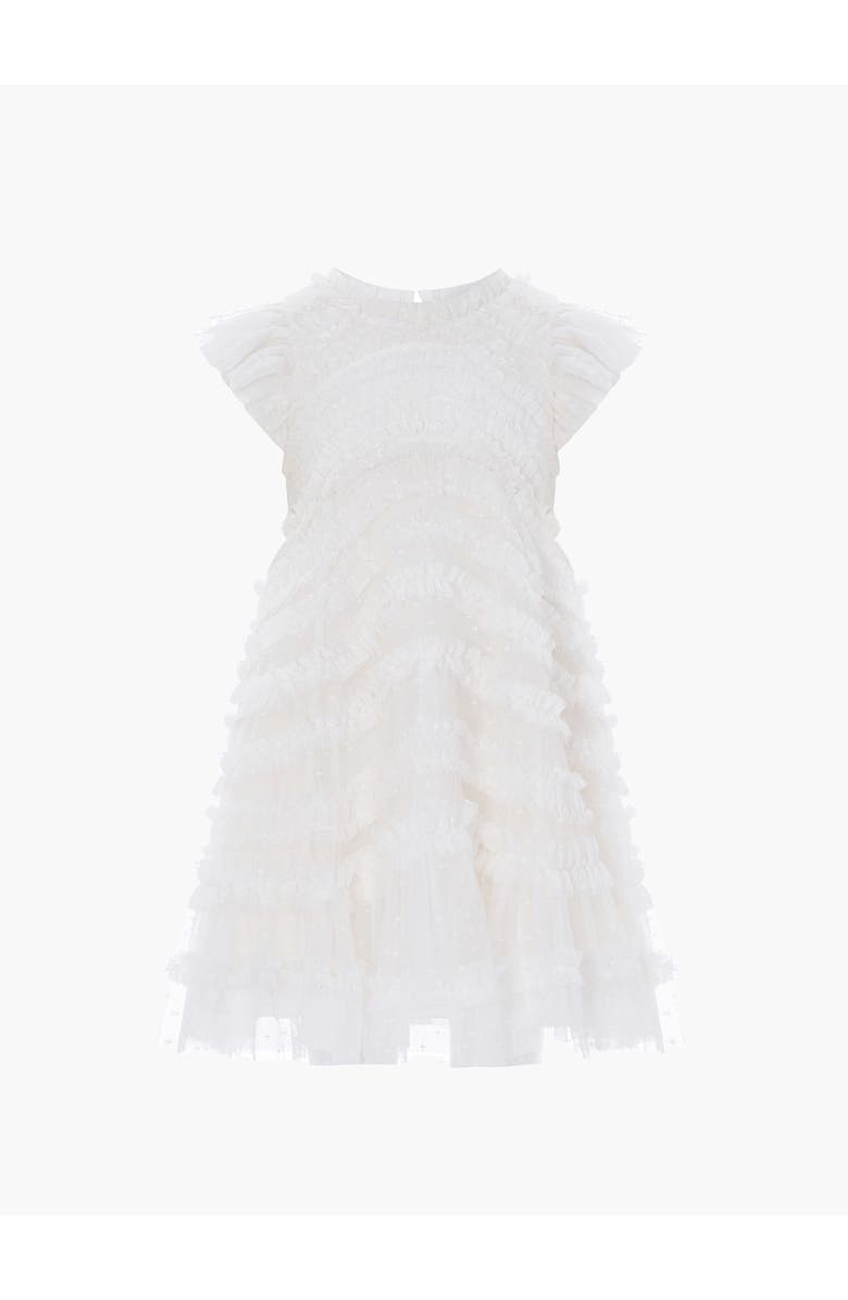 Needle & Thread Amara Ruffle Sleeve Kids Dress, Alternate, color, Swan White