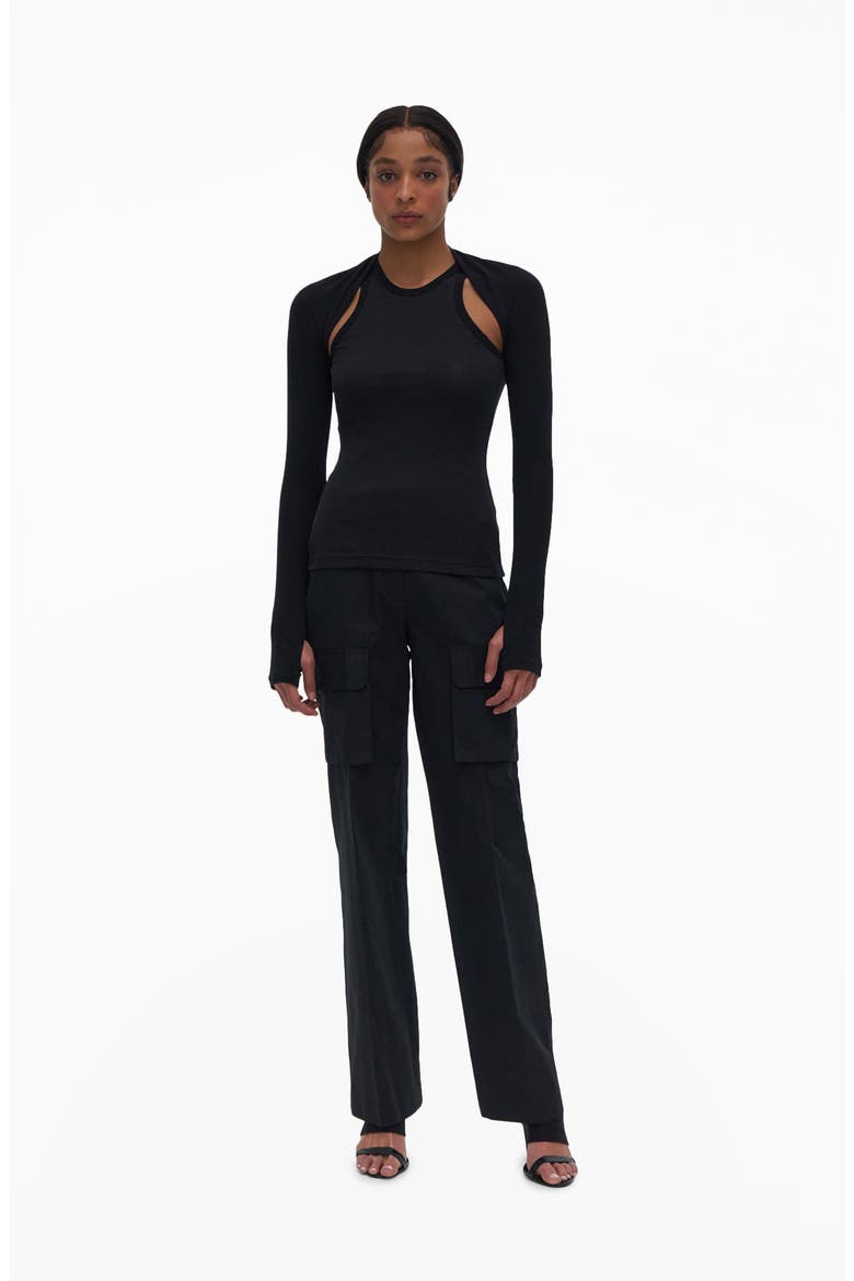 Double Rib Tee & Bolero Set, Alternate, color, BASALT BLACK