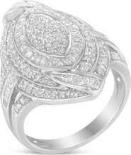 Haus of Brilliance Silver 1 1/8 Cttw Diamond Cluster Triple Halo Knot Cocktail Ring