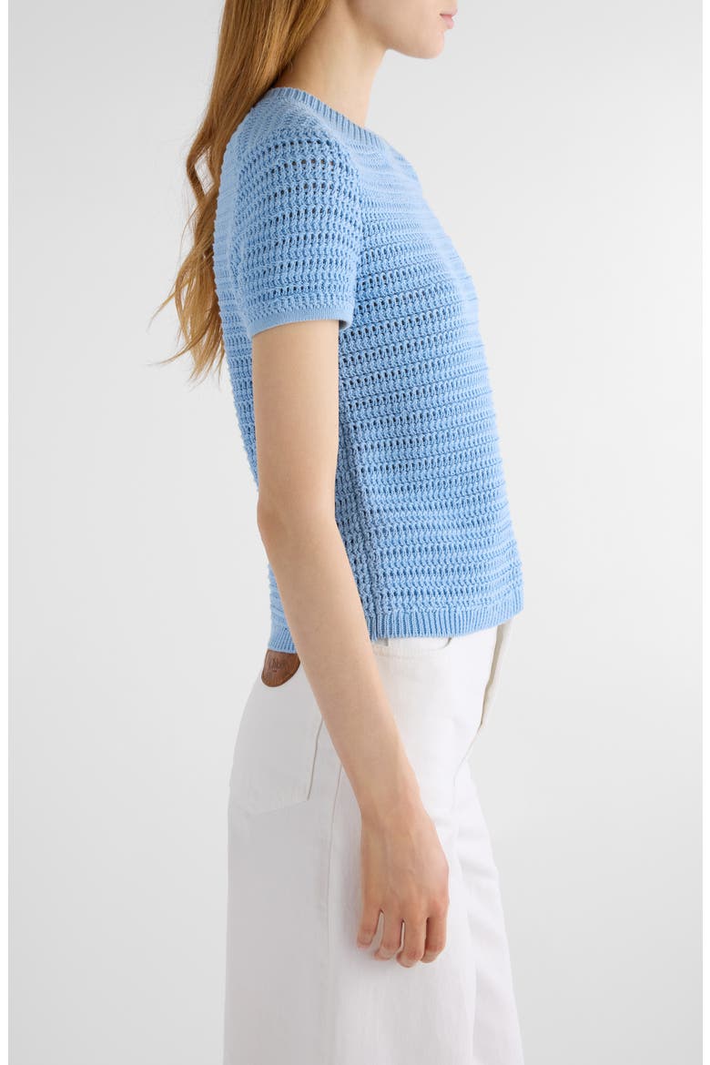 Open Knit Short Sleeve Organic Cotton Sweater, Alternate, color, SOFTY BLUE