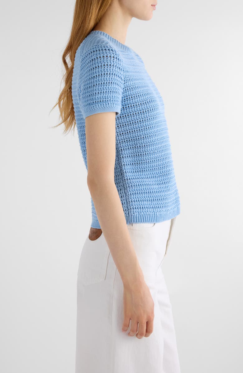 Chloé Open Knit Short Sleeve Organic Cotton Sweater, Alternate, color,