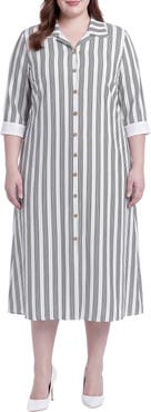 Standards & Practices Stripe Button-Up Midi Shirtdress