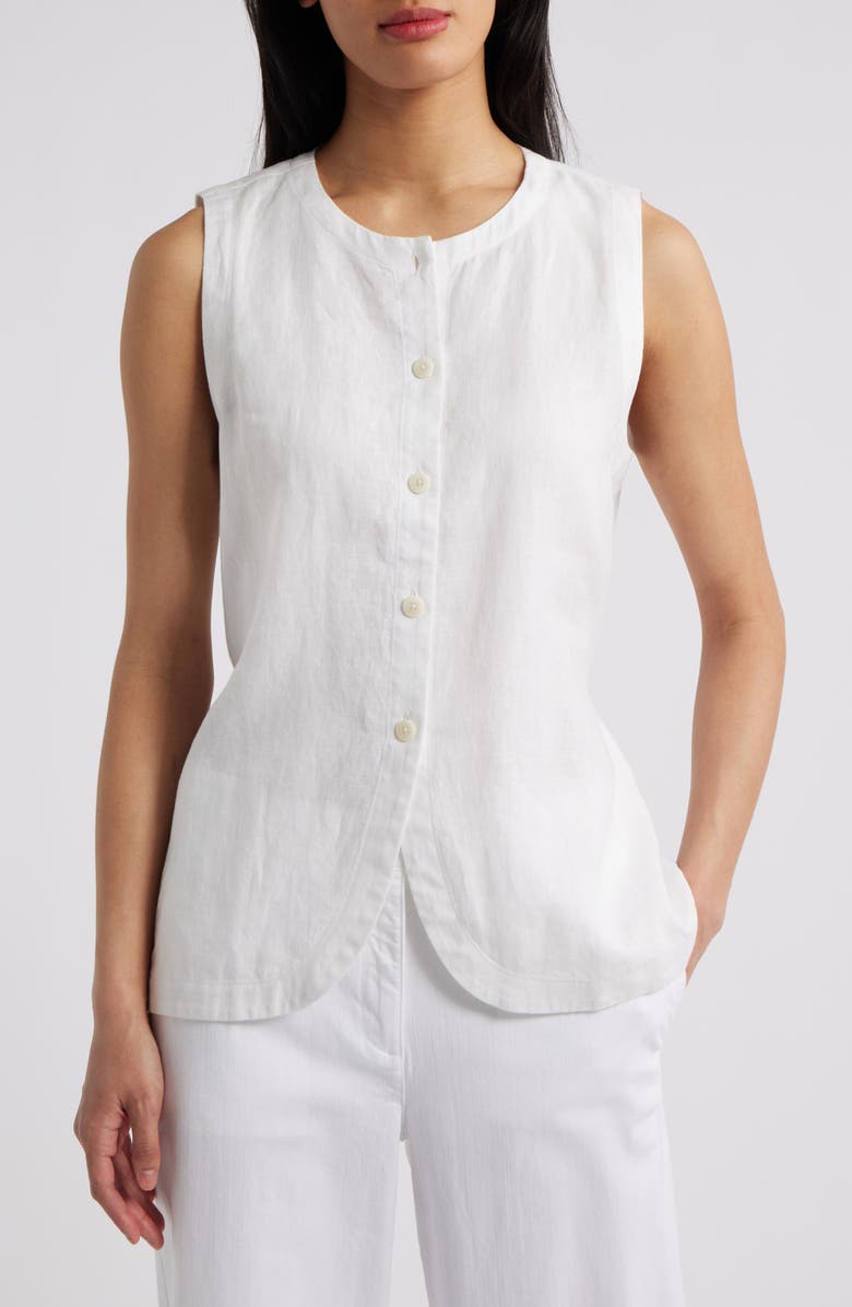 Eileen Fisher Organic Linen Long Vest, Main, color,