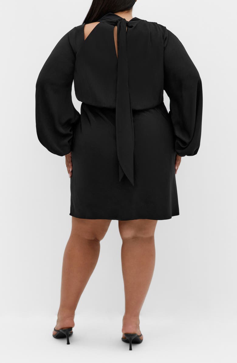 City Chic Jaylee Shoulder Cutout Long Sleeve Dress, Alternate, color, Black