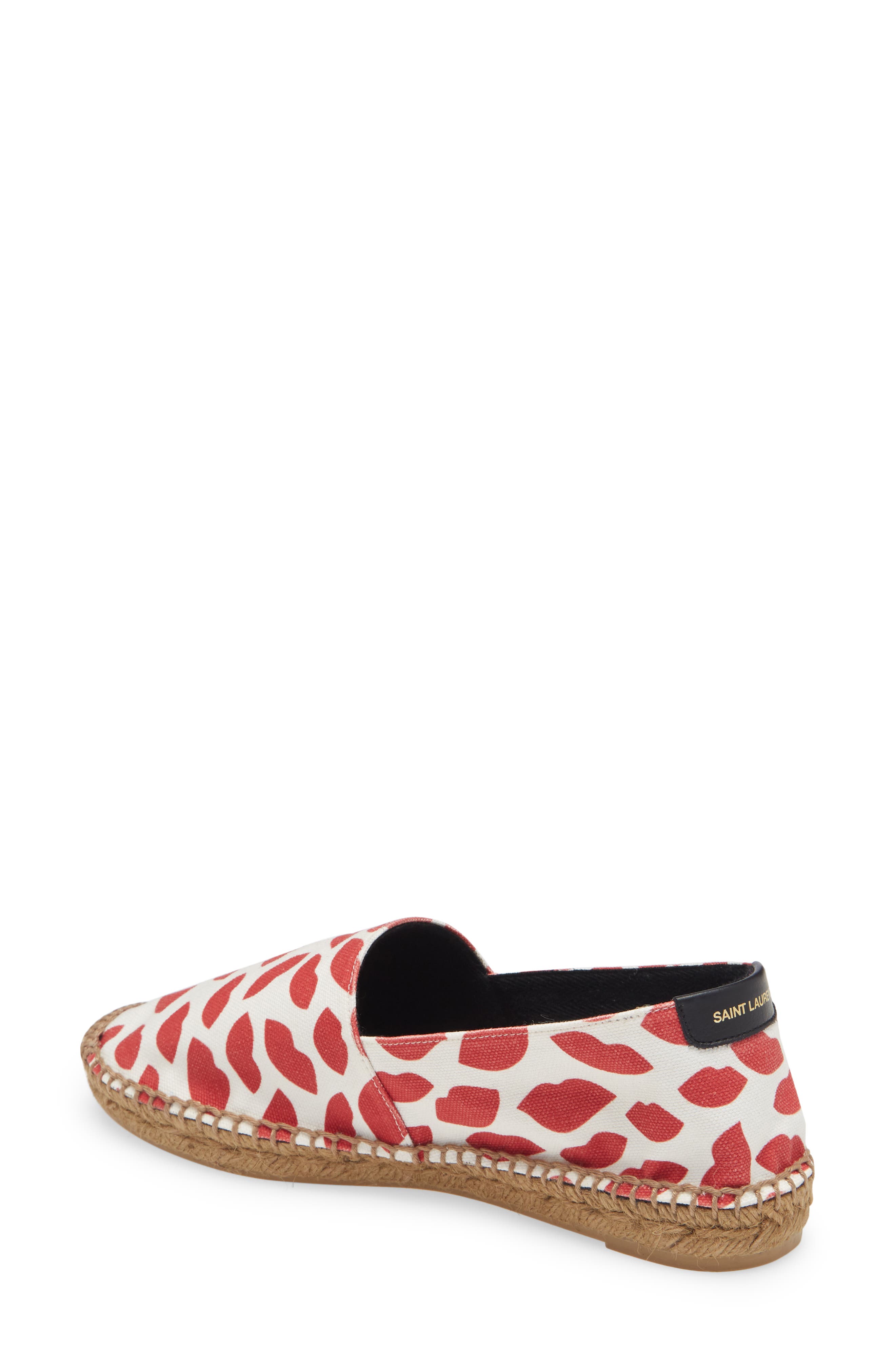 Saint Laurent Lip Print Espadrille Flat, Alternate, color, 