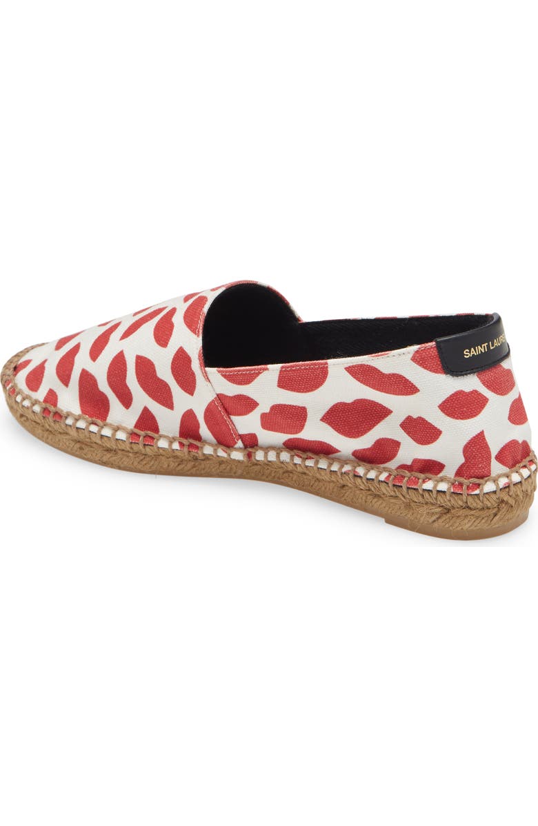 Saint Laurent Lip Print Espadrille Flat, Alternate, color,