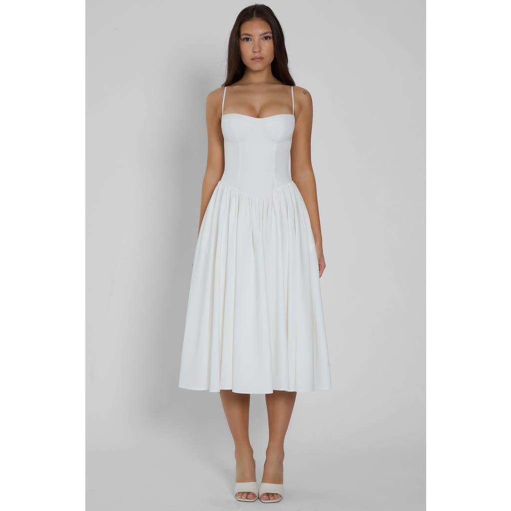 Leau Ballerina Bustier Midi Dress In White