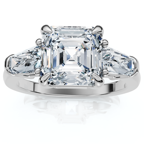 Certified 2 1/2Ct Paulina Asscher Dut Diamond Engagement Ring 14k Gold Lab Grown