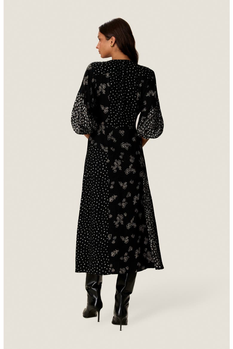 Poppy Print Mix Dress, Alternate, color, Noir Multi