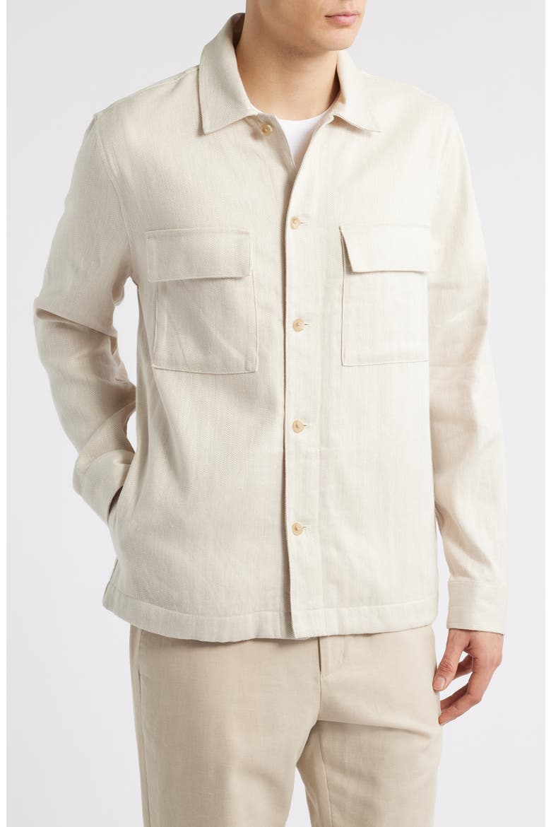 Linen & Cotton Button-Up Shirt Jacket, Alternate, color, NATURAL