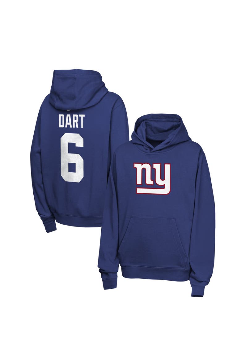 Youth Nike Jaxson Dart Royal New York Giants Name & Number Club Fleece Hoodie, Main, color, Royal