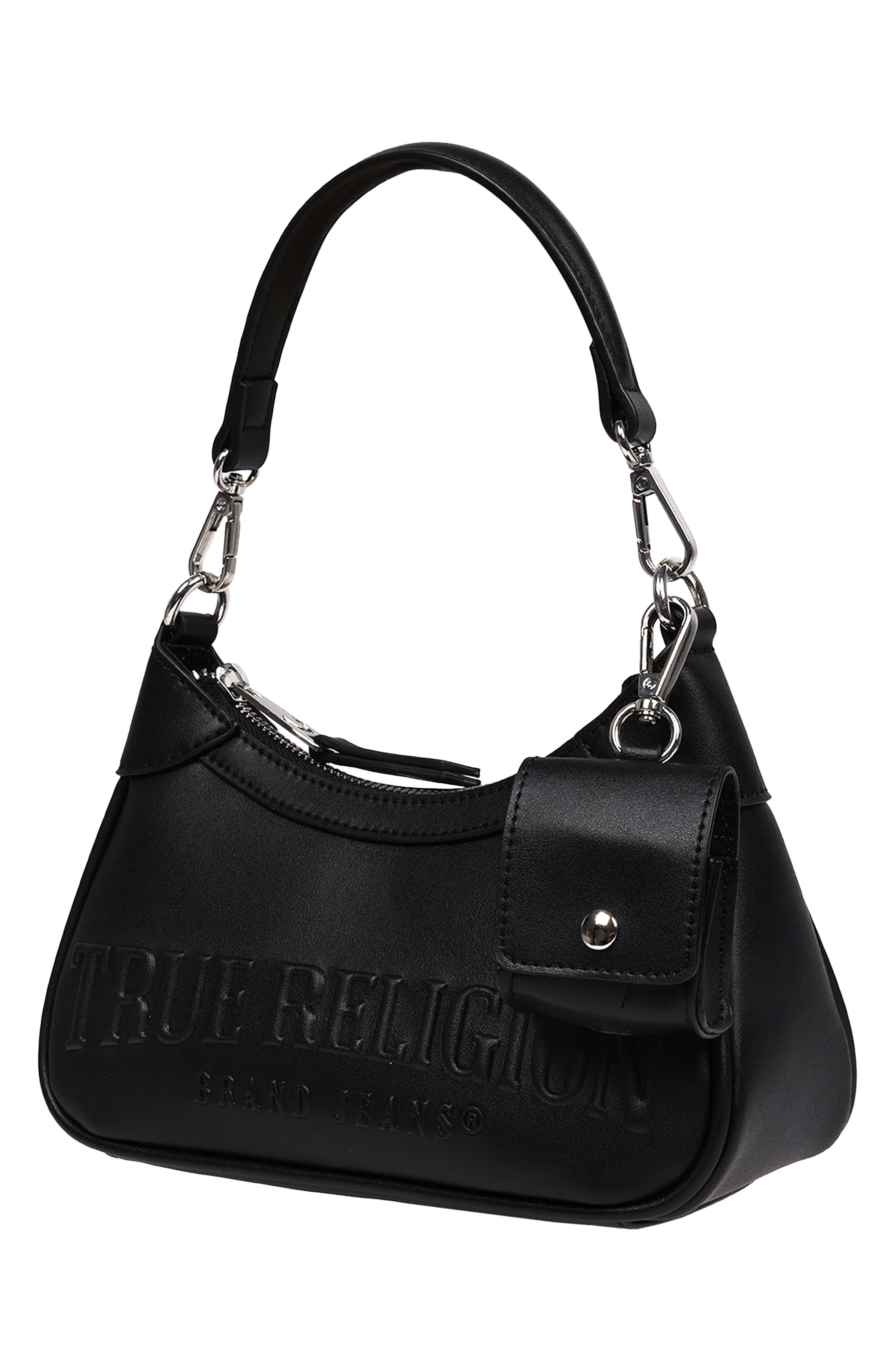 True Religion Punto Logo Zip Shoulder Bag, Alternate, color, 