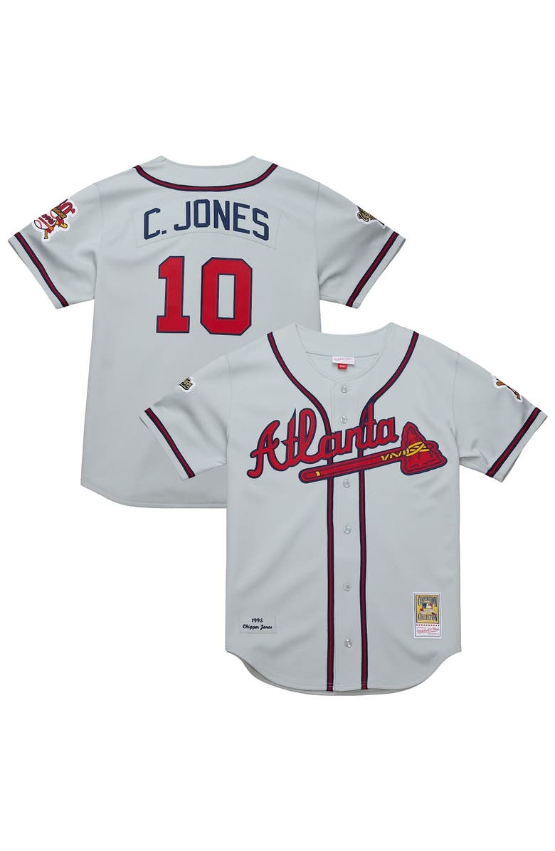 Mitchell & Ness Men's Mitchell & Ness Chipper Jones Gray Atlanta Braves 1995 Throwback Authentic Jersey, Alternate, color, 