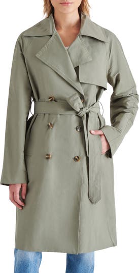 Steve Madden Double Breasted Cotton Blend Trench Coat