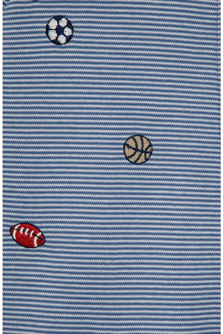 Sports Stripe Cotton Footie & Hat Set (Nordstrom Exclusive), Alternate, color, BLUE