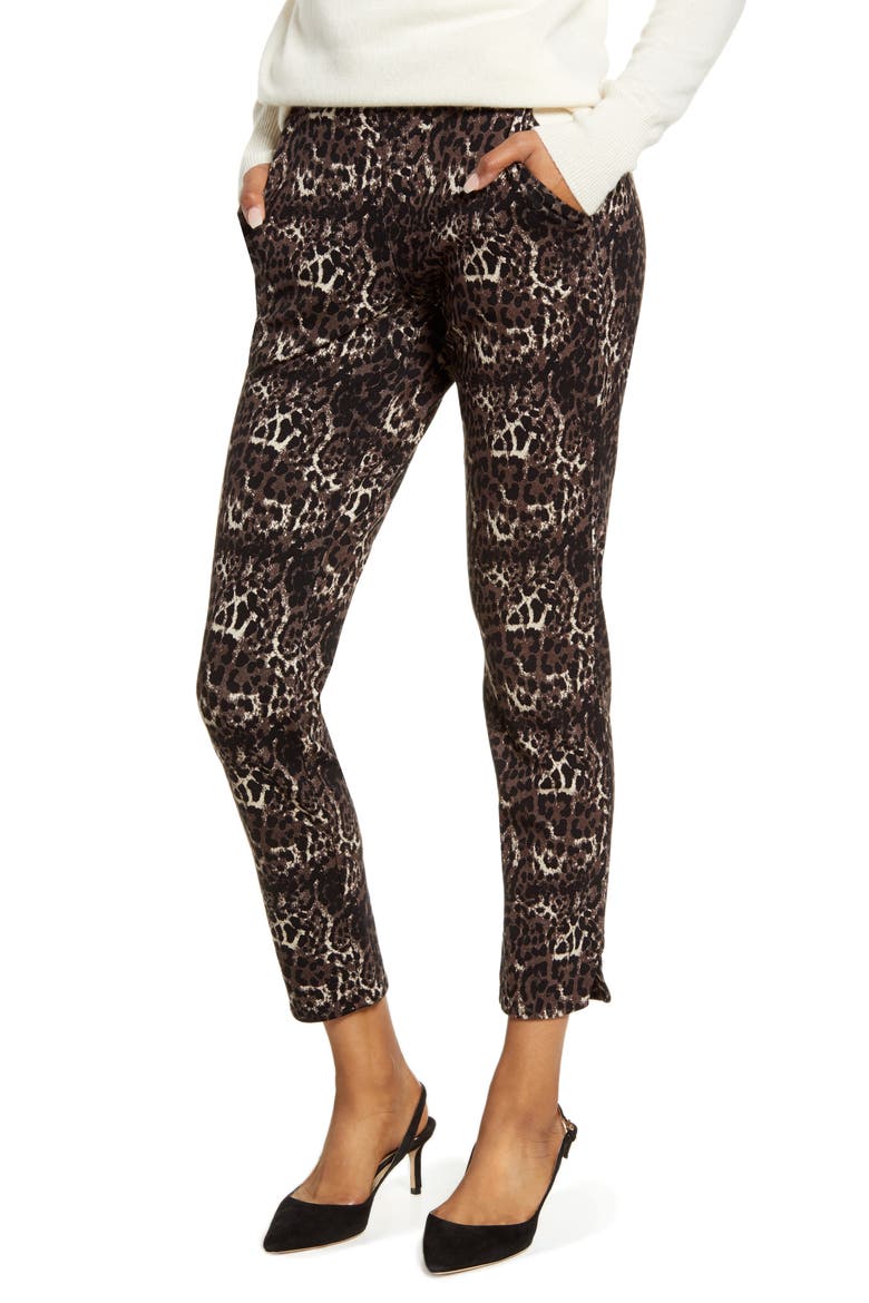 Leopard 7/8 Ponte Leggings, Main, color, BROWN
