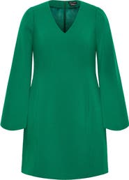 City Chic Kyla Long Sleeve Crepe Minidress