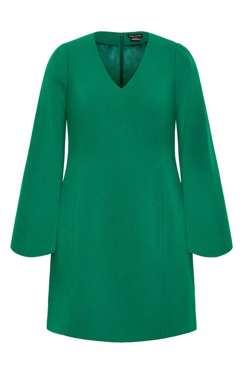 City Chic Kyla Long Sleeve Crepe Minidress In Green