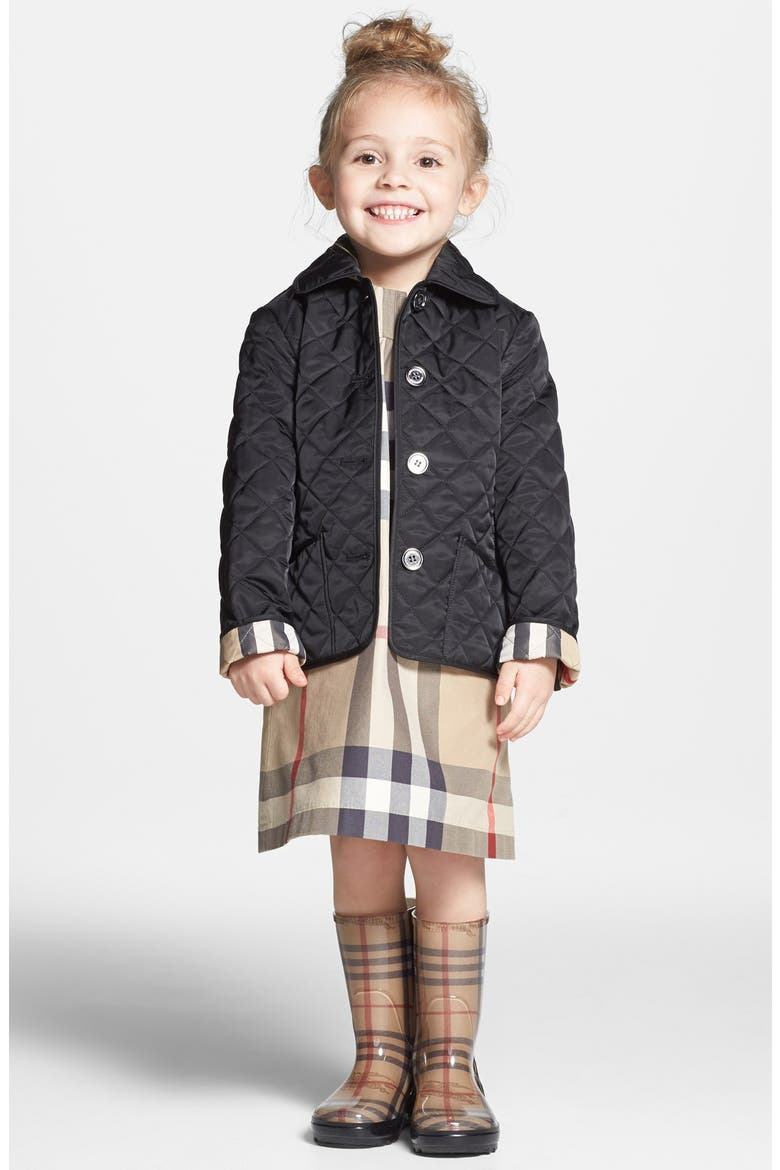 Quilted Check Trim Coat, Alternate, color, BLACK