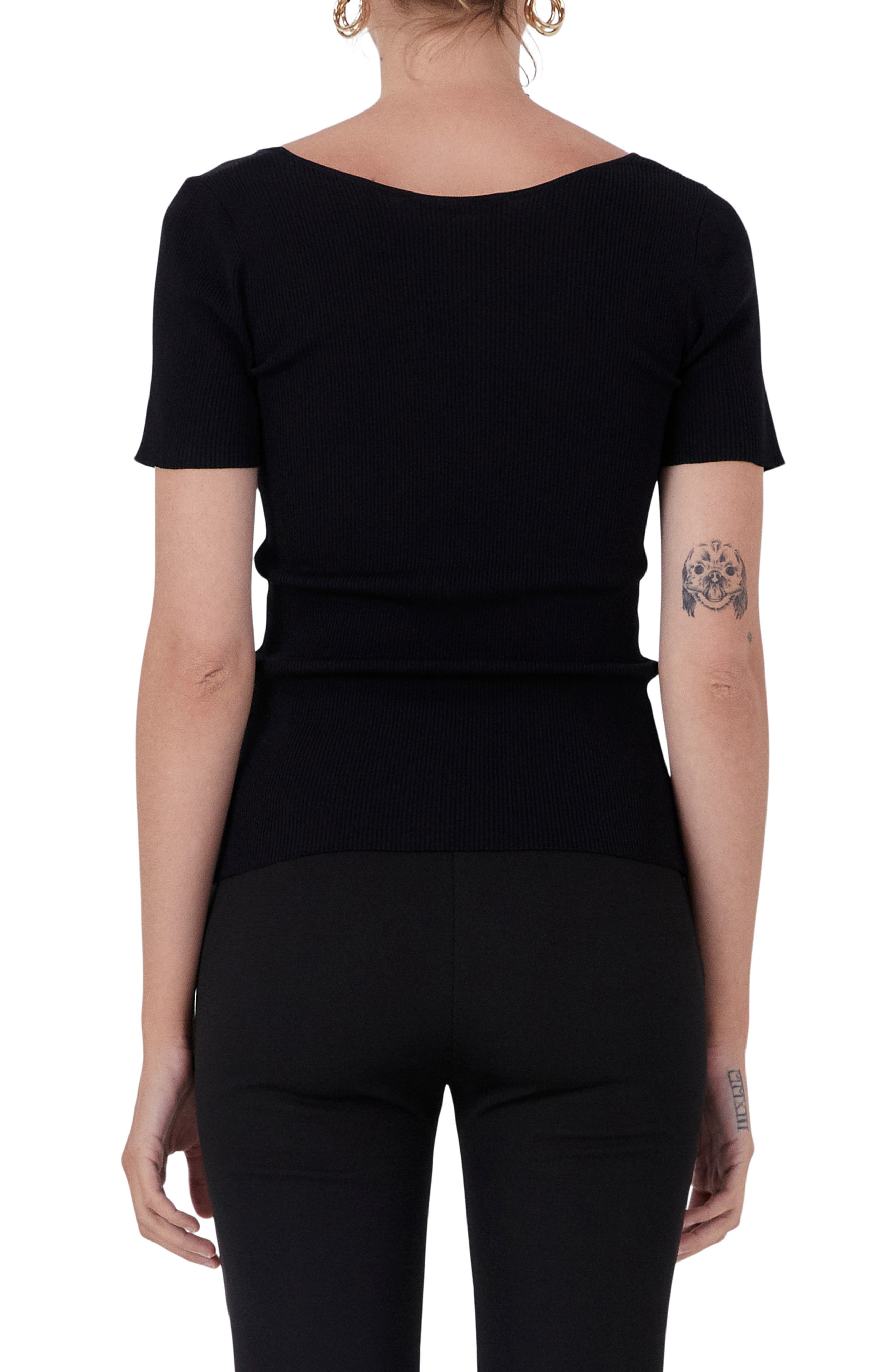 Short Sleeve Ribbed Sweater - image 2