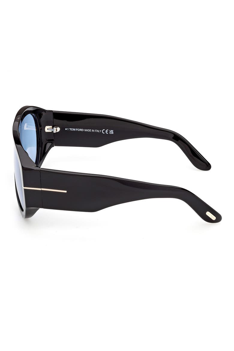 Bronson 60mm Aviator Sunglasses, Alternate, color, SHINY BLACK / BLUE