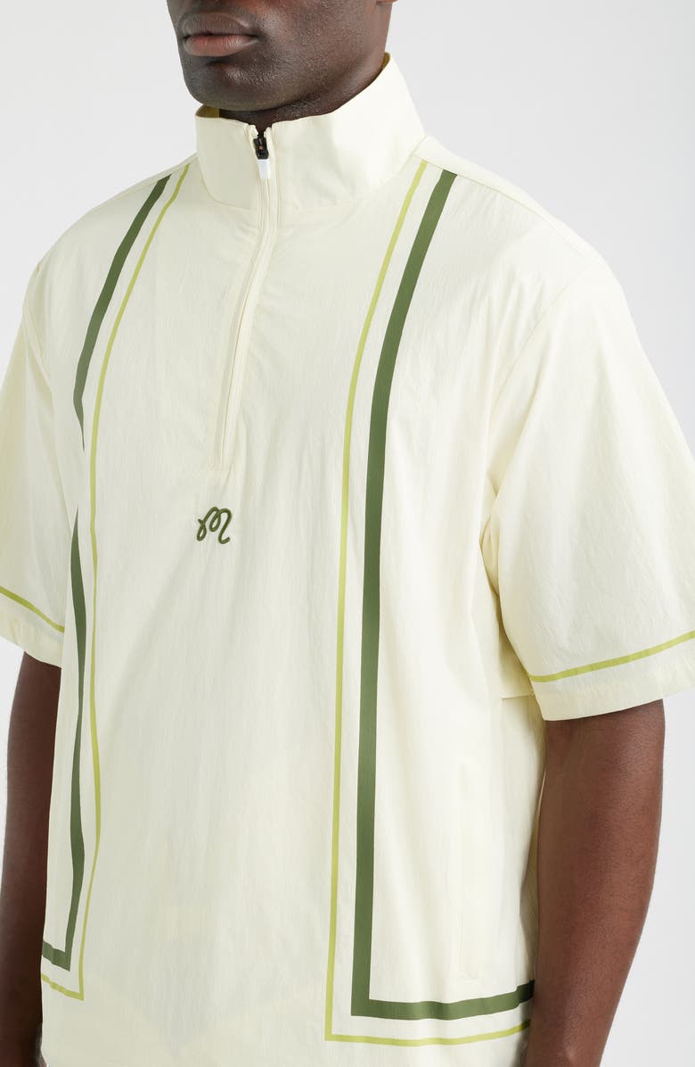MALBON Playa Short Sleeve Half Zip Popover Windshirt, Alternate, color, Cream