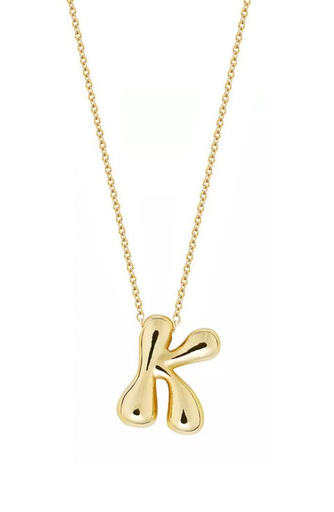 Puffed Initial Pendant Necklace