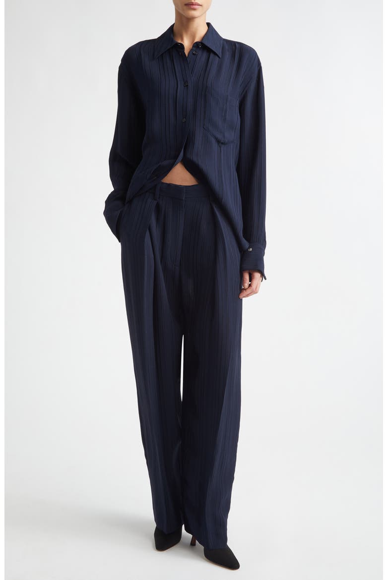 Pyjama Stripe Button-Up Shirt, Alternate, color, NAVY
