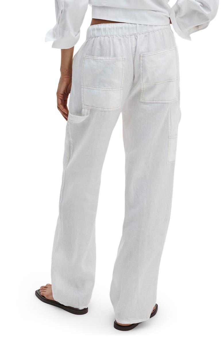Atlas Linen Drawstring Carpenter Pants, Alternate, color, WHITE