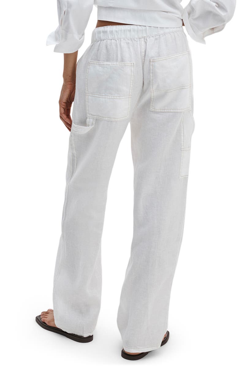 rag & bone Atlas Linen Drawstring Carpenter Pants, Alternate, color, White