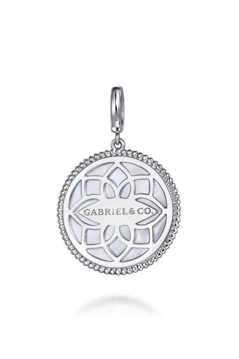 Blue & White Sapphire Medallion Pendant Charm, Alternate, color, STERLING SILVER