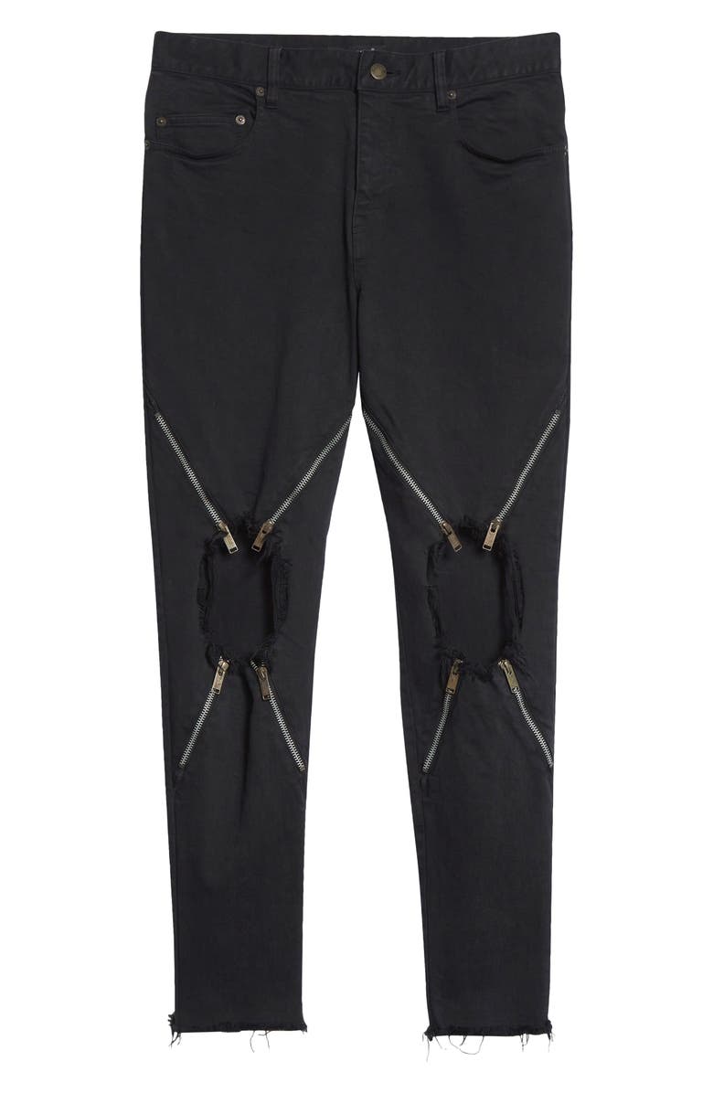 Undercover Ripped Knee Zip Detail Pants, Alternate, color, Charcoal