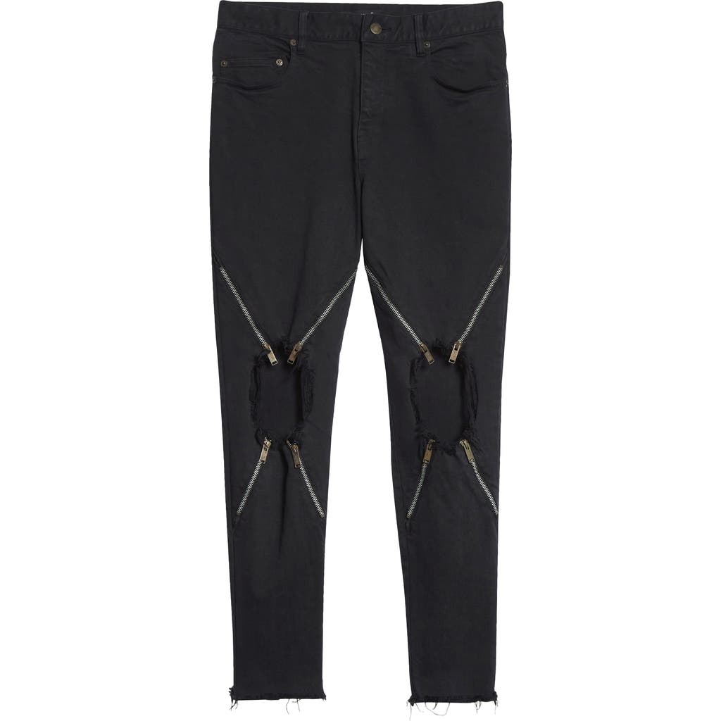 Undercover Uc1e4515-2 Stretch Denim 4 Zips Jeans In Black