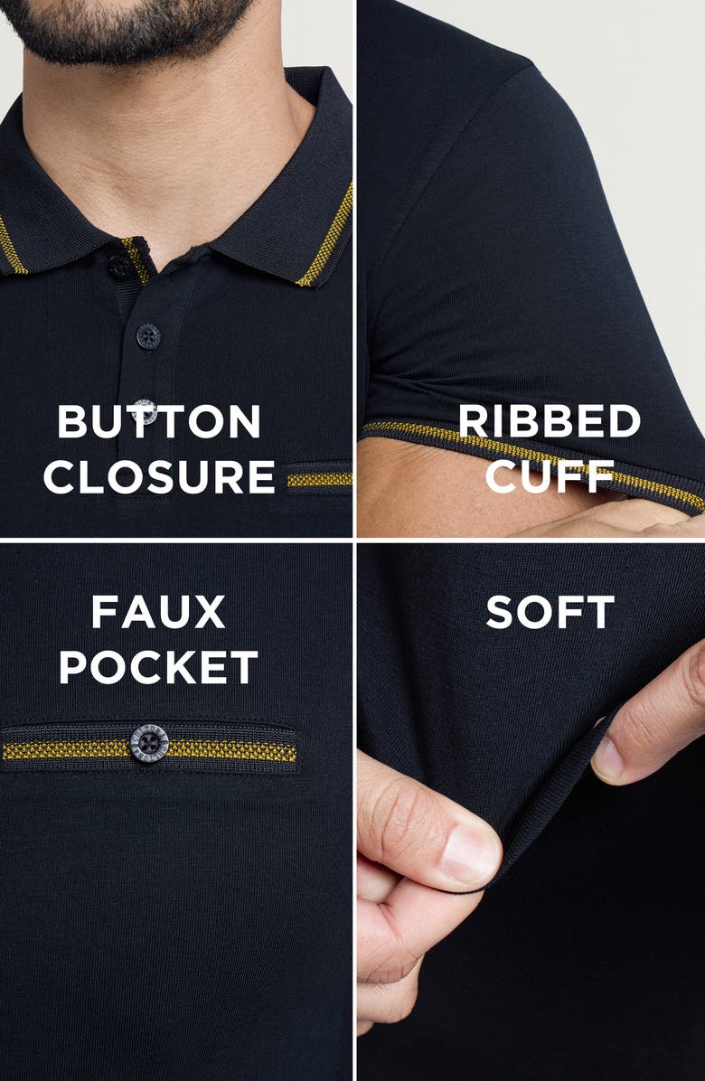 XRAY Jacquard Polo, Alternate, color, Black/ Honey Mustard