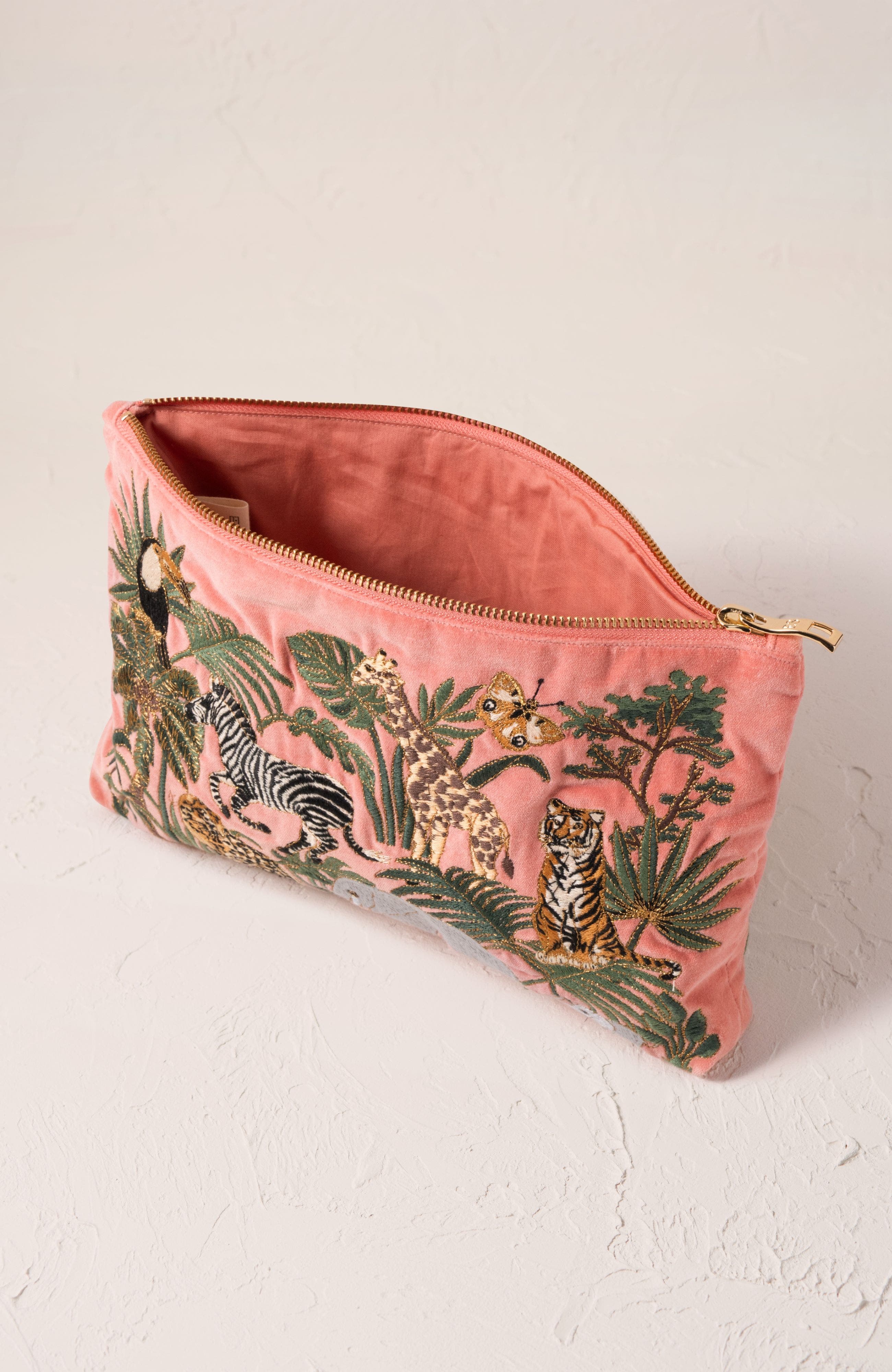 Elizabeth Scarlett World Wildlife Velvet Everyday Pouch, Alternate, color, 