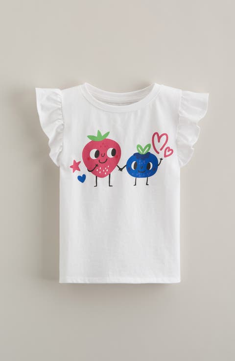 Kids' Flutter Sleeve Cotton Graphic T-Shirt (Toddler, Little Kid & Big Kid)