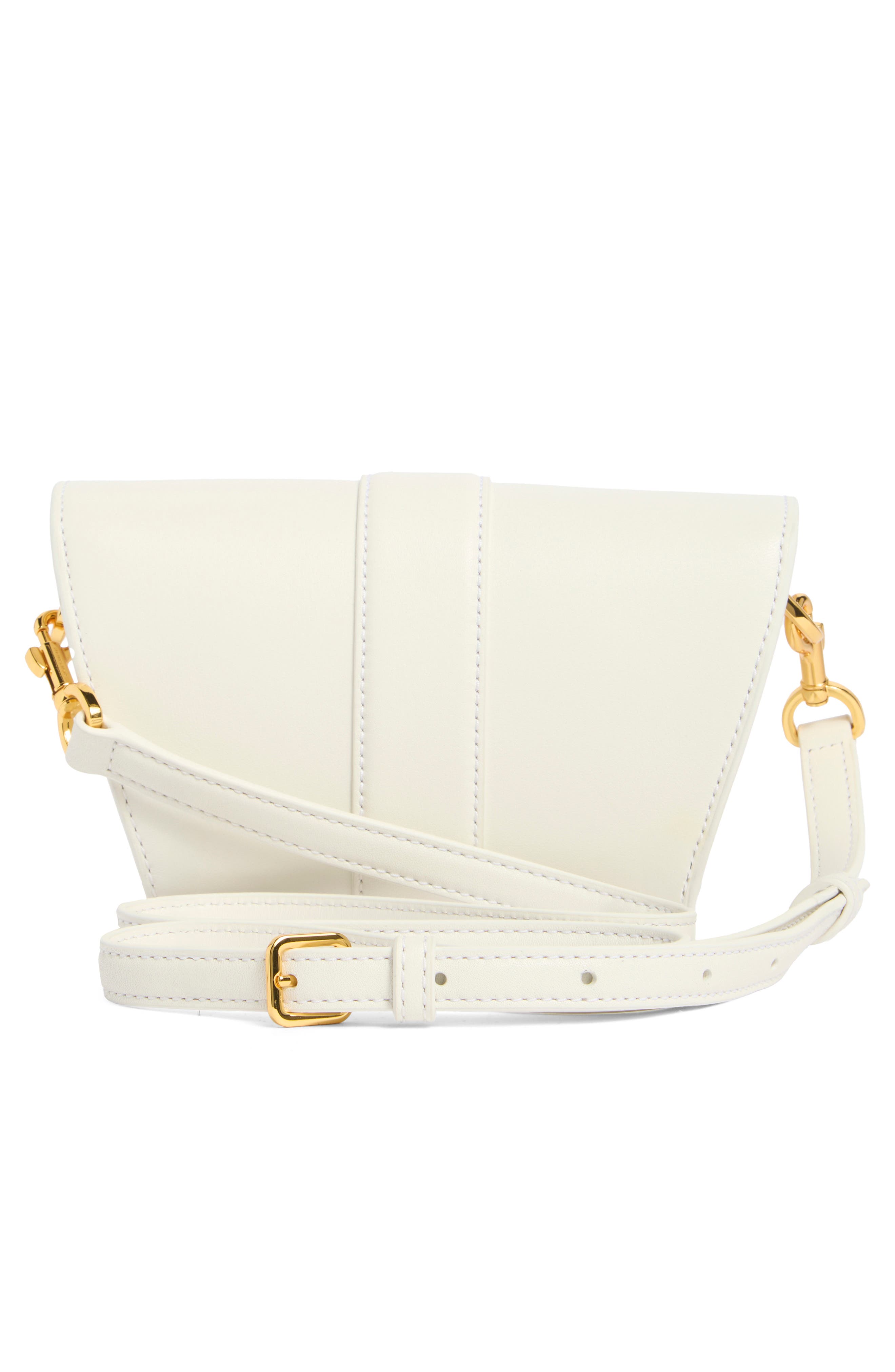 Veronica Beard Small Crest Lock Leather Trap Bag, Alternate, color, Off White