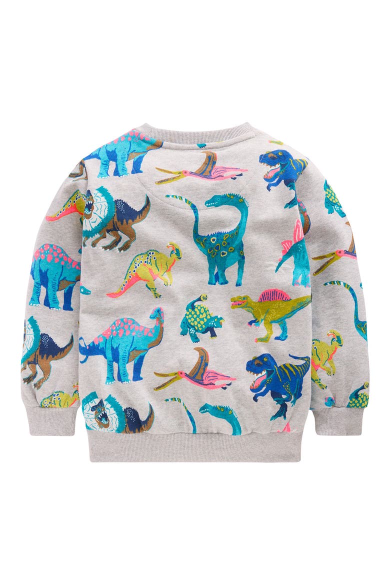 Kids' Dino Print Cotton Sweatshirt, Alternate, color, GREY DINOS