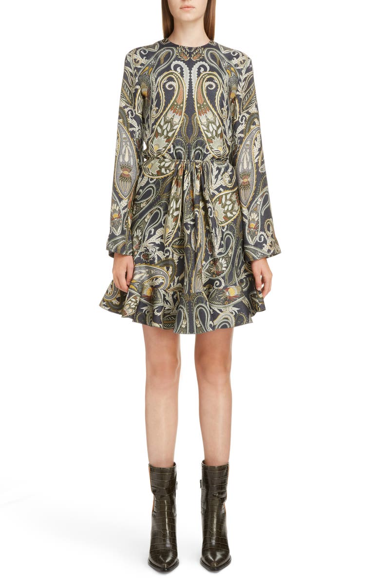 Chloé Paisley Silk Blend Minidress, Main, color, 