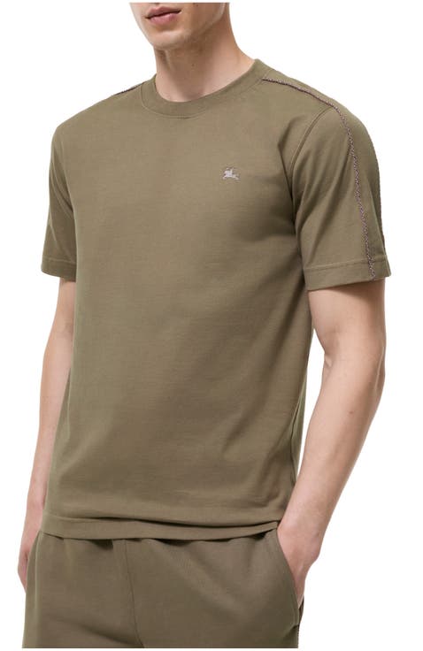 Check Piping Cotton T-shirt